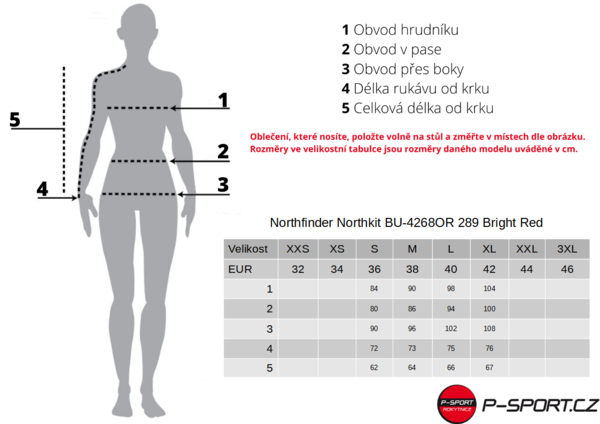 Dámská sbalitelná Bunda Northfinder Northkit BU-4268OR 289 Bright Red 25/26