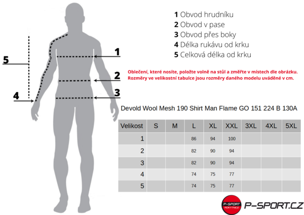 Pánské Merino triko Devold Wool Mesh 190 Shirt Man Flame GO 151 224 B 130A 25/26
