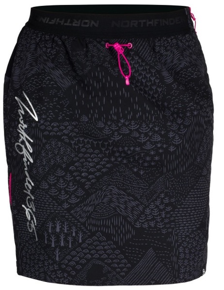 Zateplená skialpová sukně NORTHFINDER Jaraba Polartec® Black/Print SU-45603SKP-384