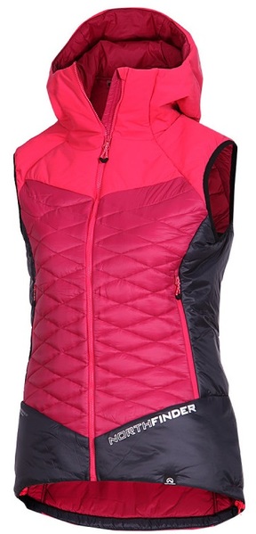 Dámská skialpová/outdoorová Vesta NORTHFINDER JAVOROVA Primaloft® Gold Cherry Black VE-44451SKP-577 25/26