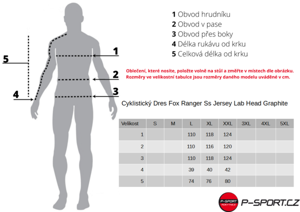 Cyklistický Dres Fox Ranger Ss Jersey Lab Head Graphite 31033-103 25/26