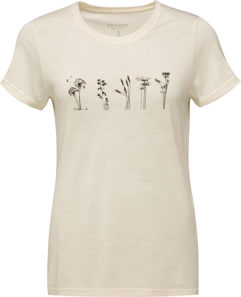 Dámské merino triko Devold Classic Flowers Tee WMN White GO 180 290 F 001A 25/26