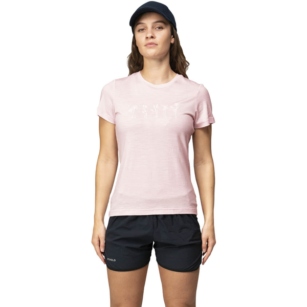 Dámské merino triko Devold Classic Flowers Tee WMN Chalk Pink GO 180 290 F 150A 25/26