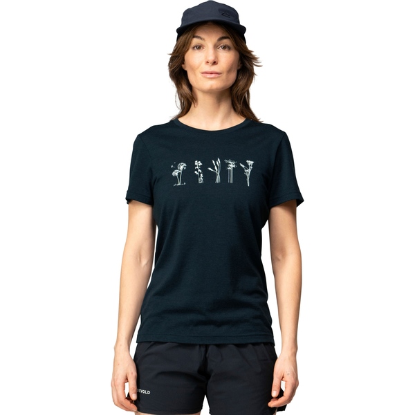 Dámské merino triko Devold Classic Flowers Tee WMN Ink GO 180 290 F 284A 25/26