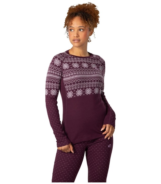 Dámské funkční merino triko Kari Traa Vilma Long Sleeve 623617 Wine Purple 25/26