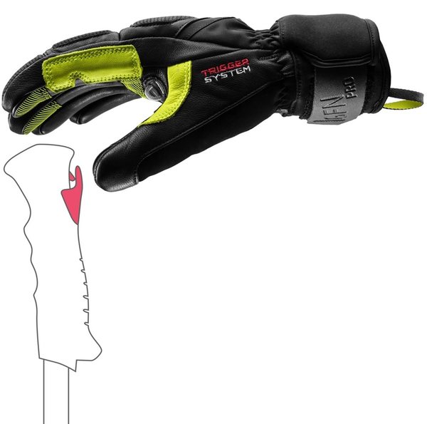 Rukavice Leki Griffin Pro 3D black-lime-white 653843303 25/26